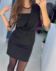 Mesh Hot Rhinestone Slim Fit Hip-Hugging Dress