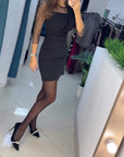 Mesh Hot Rhinestone Slim Fit Hip-Hugging Dress
