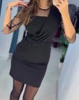 Mesh Hot Rhinestone Slim Fit Hip-Hugging Dress